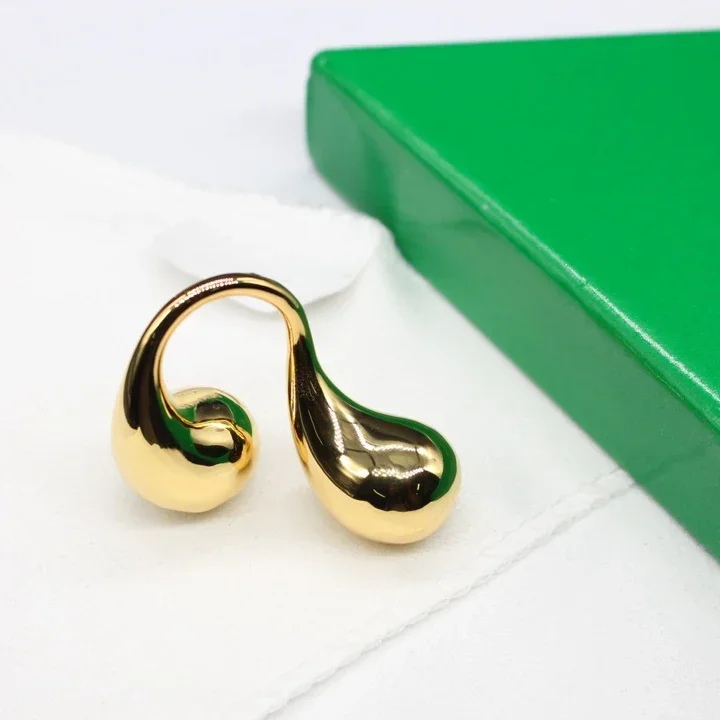 Europe New Famous Designer Brand Gold Silver Water Droplet Smooth Ring Woman Luxury Jewelry Trend 2024