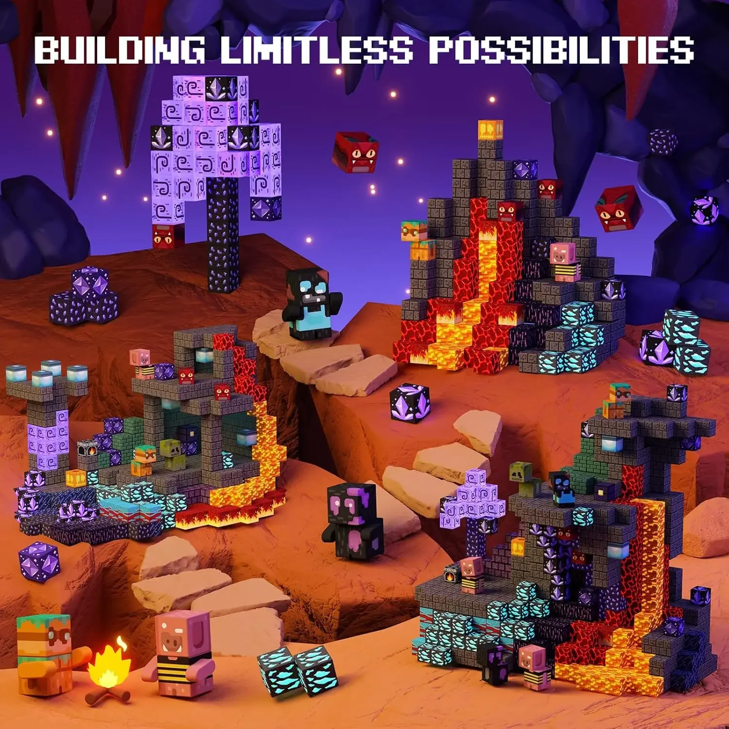 Bloques de construcción magnéticos Mine World, cueva magnética, cubo de ladrillo de construcción, juego de juguetes, regalo sensorial STEM para niños y niñas
