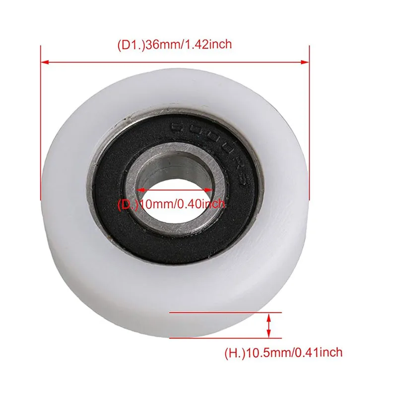 4Pcs 36x10x10.5mm White 6000ZZ Bearing Flat Ball Bearing Guide Pulley Wheels Roller 97KG Load Bearing Furniture Pulley