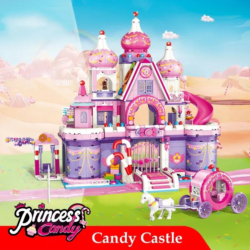 2024 Princess Candy Castle Building Blocks Classic Movie Figures Carriage Assembled Model Bricks Toys Friend Girl Series Gift