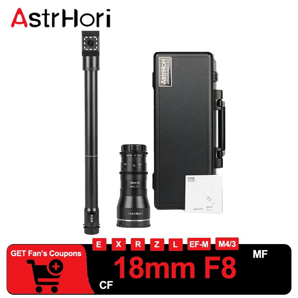 AstrHori APS-C 18mm F8 90° Version Macro Fixed Focus Probe Lens Compatible with Sony E Canon EF RF Nikon Z Fuji FX