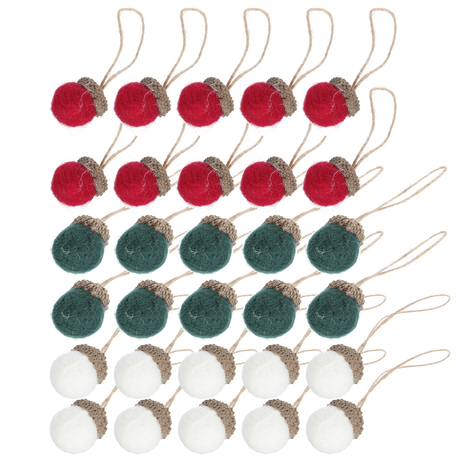 

30pcs Christmas Acorn Hanging Decorations Woolen Felt Pendants Xmas Home Bedroom Decor Realistic Diy Flower Arrangement