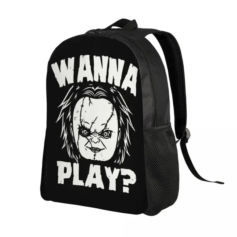 Mochila De Viaje de película de terror de Halloween para hombres y mujeres, bolsa de libros para computadora escolar, muñeca Chucky, bolsas de día para estudiantes universitarios