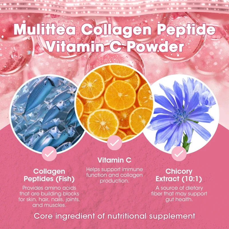 Mulittea Collagen Peptide Hyaluronic Acid for Hair, Skin, Nails and Joints Supports Naturally Sourced Hydrolyzed Protein