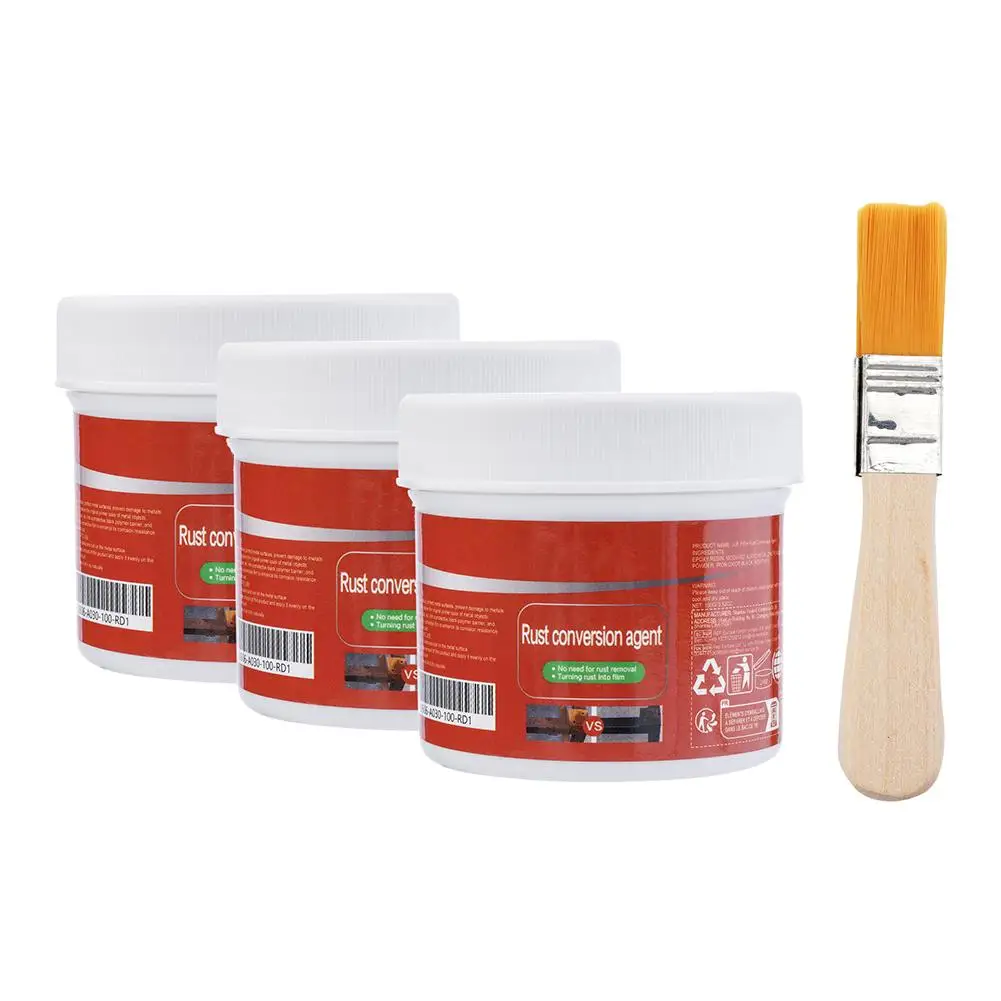 Convertisseur de rouille pour métal, dissolvant de rouille à base d'eau, peinture antirouille, convertisseur d'élimination de la rouille, peinture métallique avec brosse 1/2/3 pièces