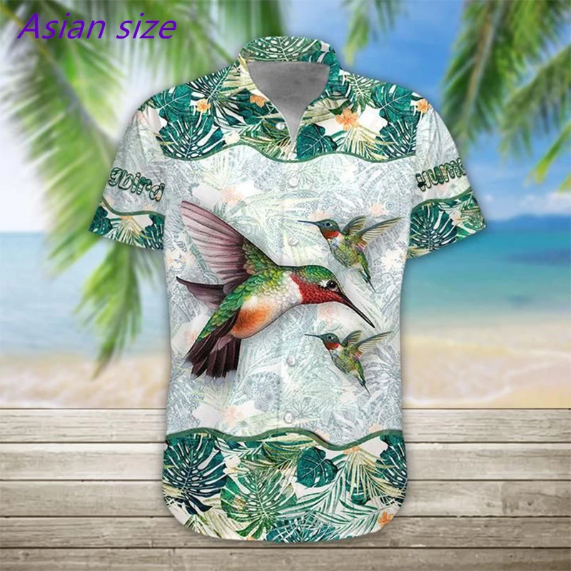 

New Shirts Sumemr Hot Sale Vacation Hawaii Beach Shirt Casual Oversized Birds Graphic Breathable Blouses Plant 3D Printed Camisa
