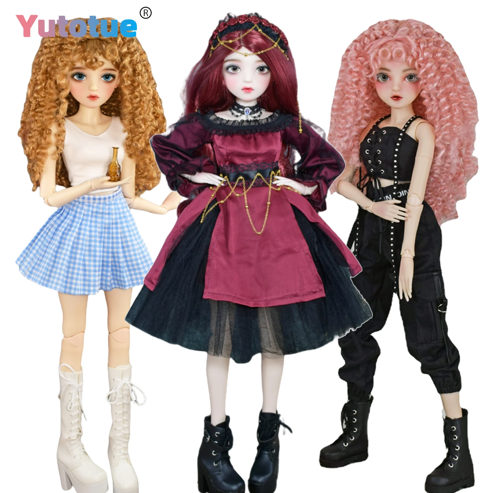 

YUTOTUE 24 inch Height Female Doll Fashion Doll Toy Handpainted Makeup Face Clothes Shoes Wigs Changeable