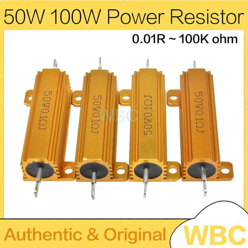 RX24 50W 100W Aluminum Power Metal Shell Case Wirewound Resistor 0.01R~100K 1 0.5 1 2 4 6 8 10 20 150 500 1K 10K ohm resistance