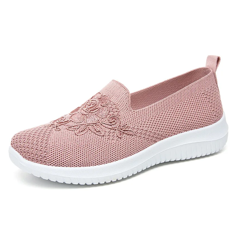 Sapatilhas roxas para mulheres, mocassins de malha, sandália Mary Janes, sapatilha aconchegante vovó, sapato de dança respirável, verão