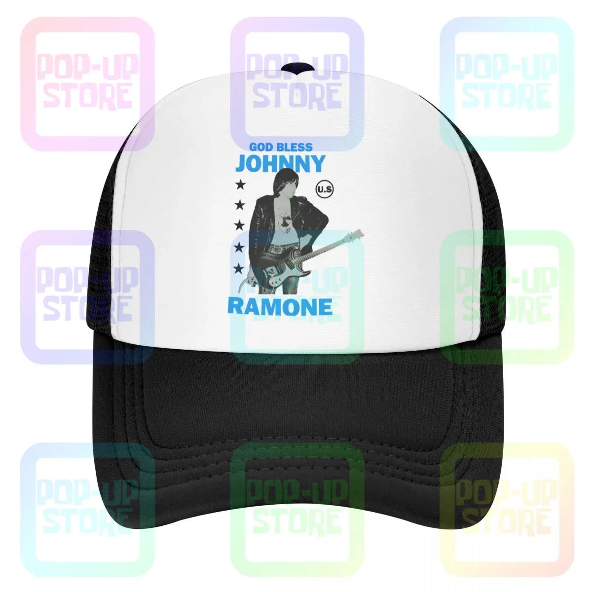 Johnny Ramone 2007 God Bless Baseball Cap Trucker Hats Breathable Sunscreen Classic High Quality Print