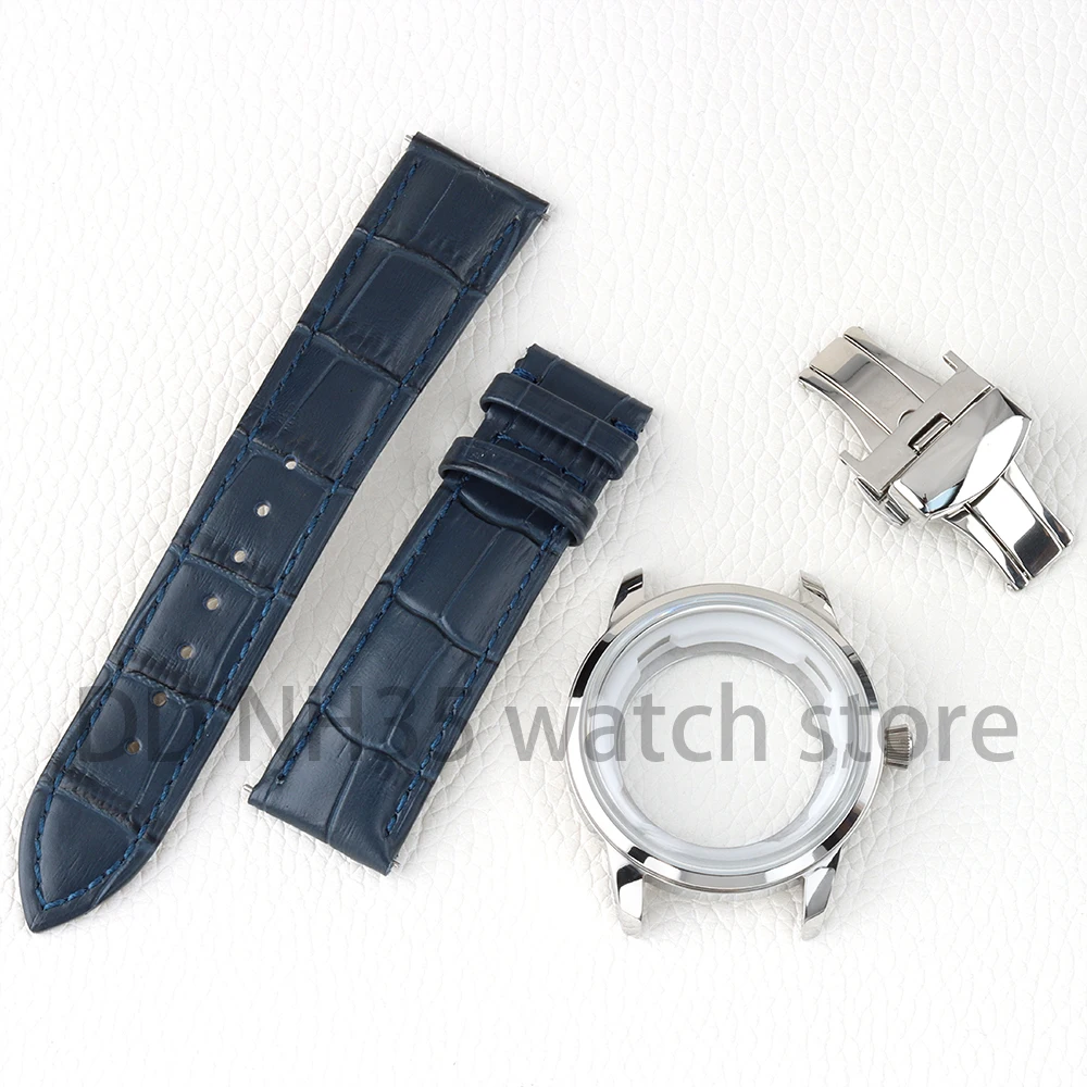 Arched Glass 40mm NH35 Case Solid 316L Stainless Steel for Cocktail Time Presage NH35 NH36 NH38 Movement Leather Strap 35mm Dial