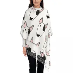 Women's Scarf with Tassel Twinkle The Bull Terrier Long Winter Warm Shawl Wrap Animal Cute Cartoon Dog Gifts Pashmina Scarves