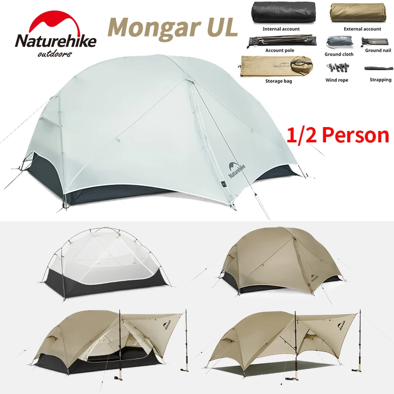 

Naturehike Mongar 2 Ultralight Three Season Outdoor Waterproof 210T Nylon Hiking Tent 2 Person Rucksack Camping Riding Tent