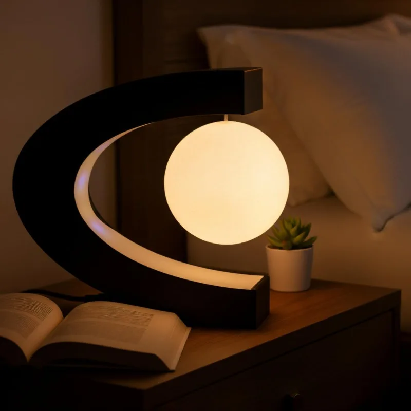 Levitating Moon Lamp 3D Printing Floating Rotating Night Light Home Office Desk Decor Creative Gift for Kids Birthday Festival