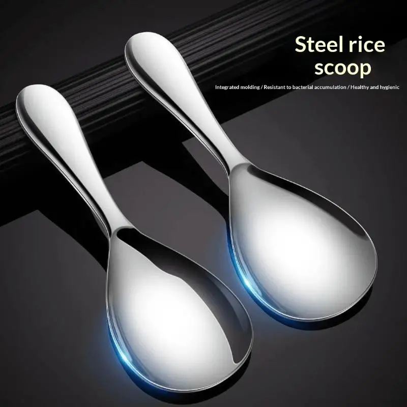 1/2Pcs Japanese Style Long Handle Rice Cooker Spatula Buffet Serving Scoop Thicken Stainless Steel Rice Spoon Kitchen Utensils