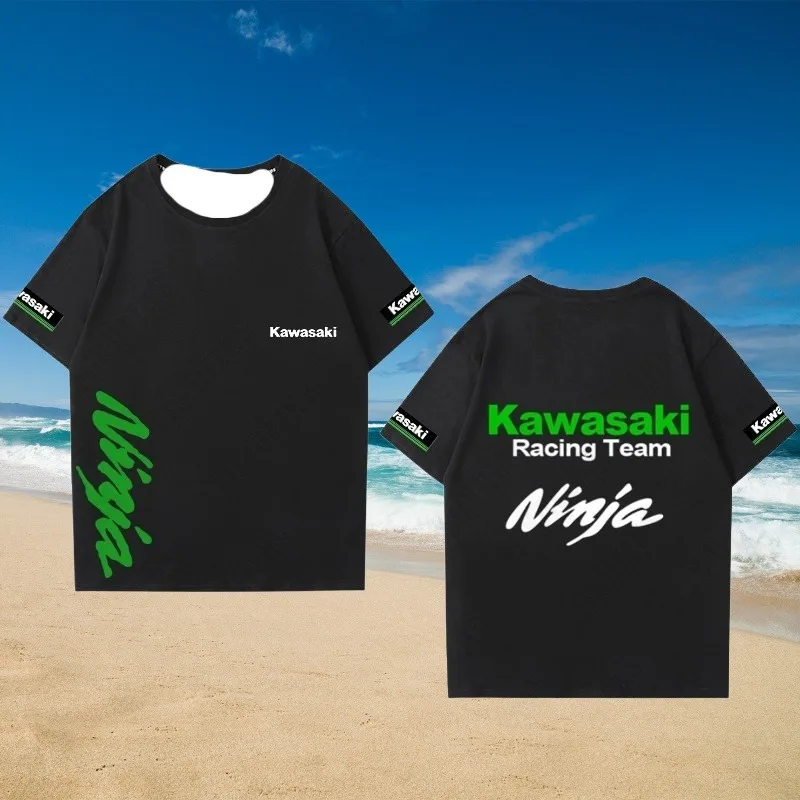 

MOTO-2025 Мужская футболка повседневная гоночная команда Kawasaki с 3D принтом, дышащая уличная одежда