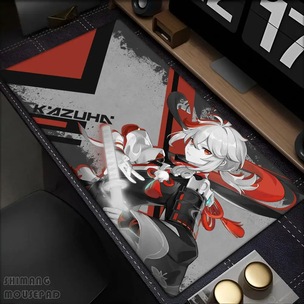 XXL E‑Sports Mousepad, Stitched Wearproof Edges, Smooth Non‑Slip Mat for Desktop & Laptop Games Genshin Impact Kaedehara Kazuha