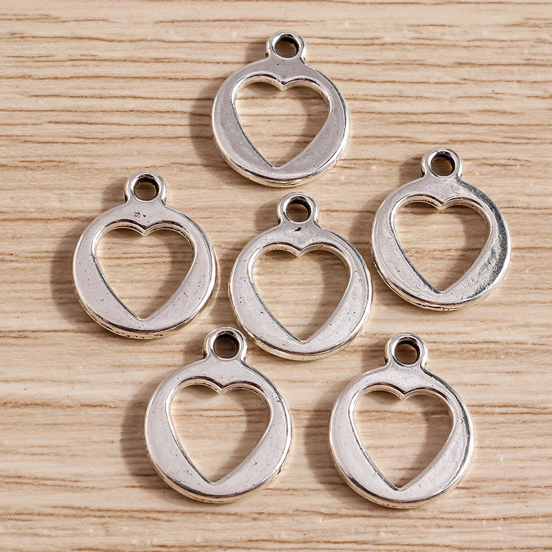 Tusember 50 Stück 12*15mm Legierung Niedliche Metall-Herzanhänger für Schmuckherstellung Niedliche Ohrringe Halsketten Armbänder DIY-Zubehör – Detail 4