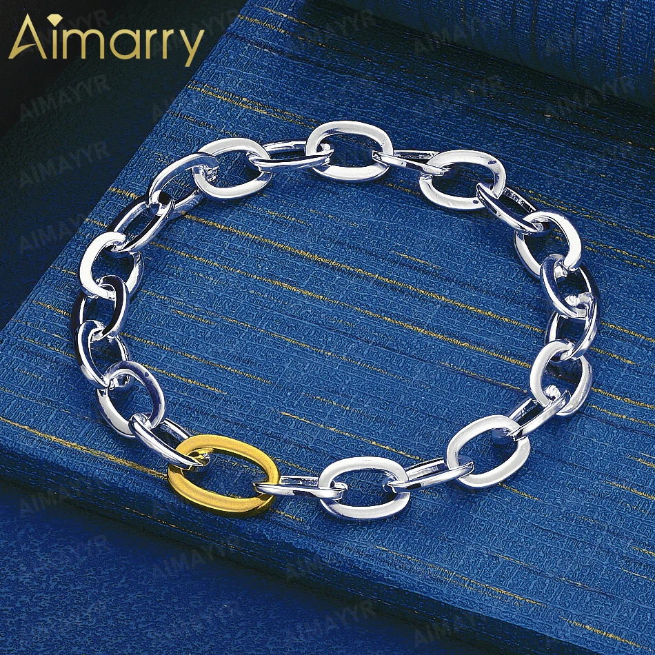 925 Sterling Silver Trendy Color Blocked O-shaped Bracelet for Women's Parties Weddings High-quality Fashion Jewelry