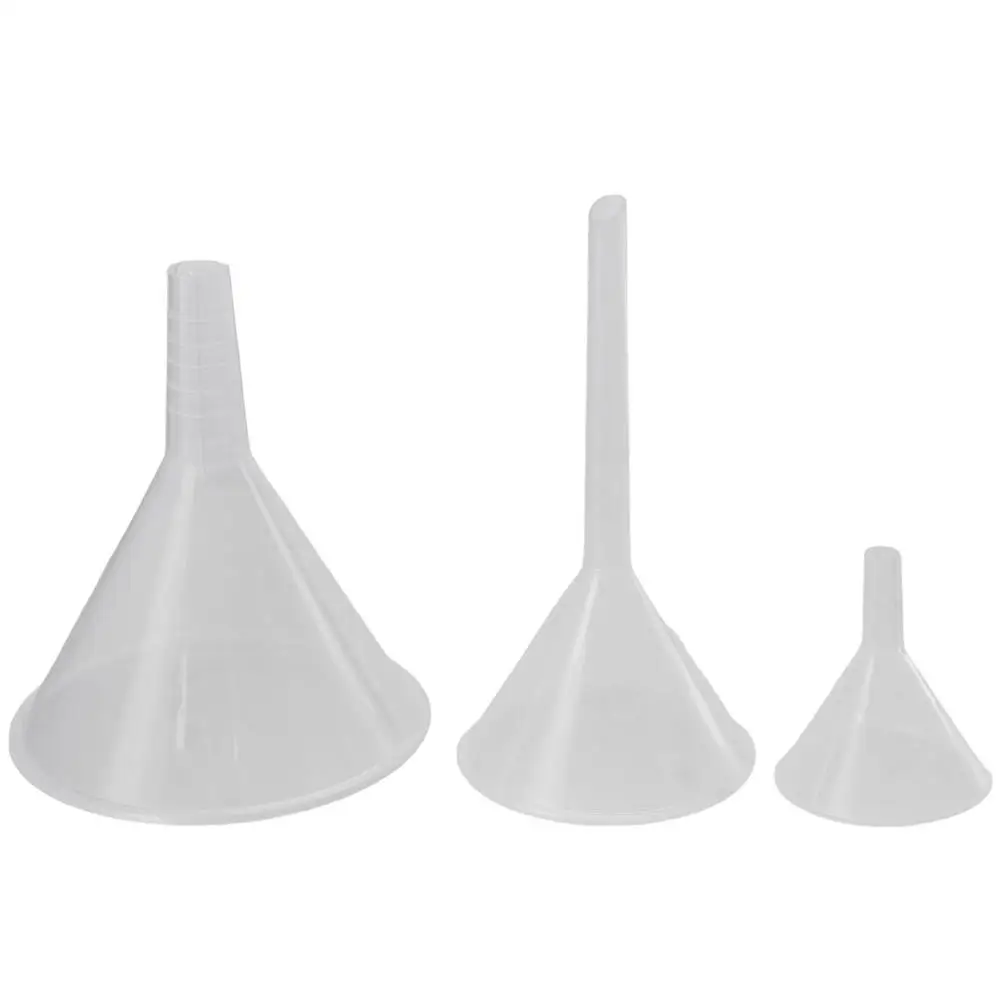 3Pcs Clear Plastic Funnel Set Reusable Kitchen Funnel Lab PP Funnels Lab Bottles, Essential Oils