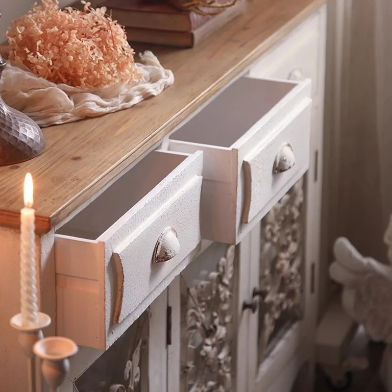 خزانة مدخل مزخرفة قديمة منحوتة لغرفة المعيشة خزانة أحذية منزلية B & B خزانة جانبية لتناول الطعام