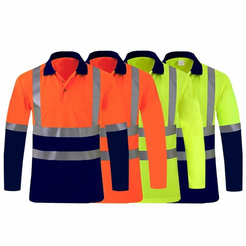 

Quick Dry Collared Workwear Shirt Reflective Stripes Work Uniform Youth Suitable Office Logistics Storage