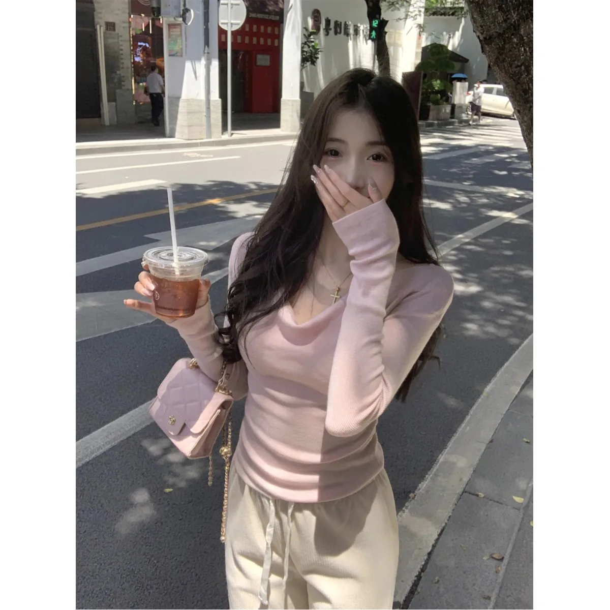 تصميم معقول المرأة سترة صوف محبوكة سليم صالح واحد الكتف قاعدة irt ربيع جديد Sle تخفيف لون نقي طويل Sve #4