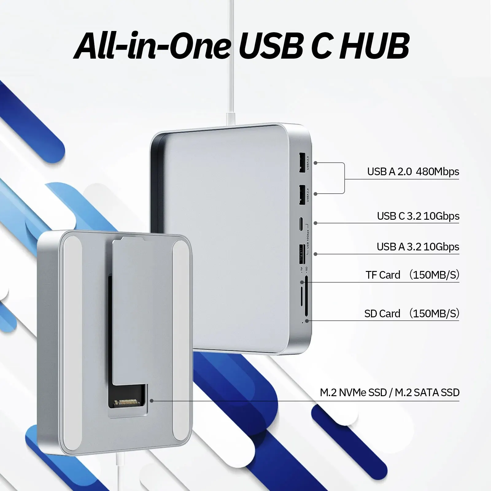 upełnij koncentrator USB C Minisopuru dla iMac 24 cale 2021/2023 kompatybilny M.2 NVMe SSD USB C 10 Gb/s iMac Akcesoria do iMac M1 M3 iMac Hub