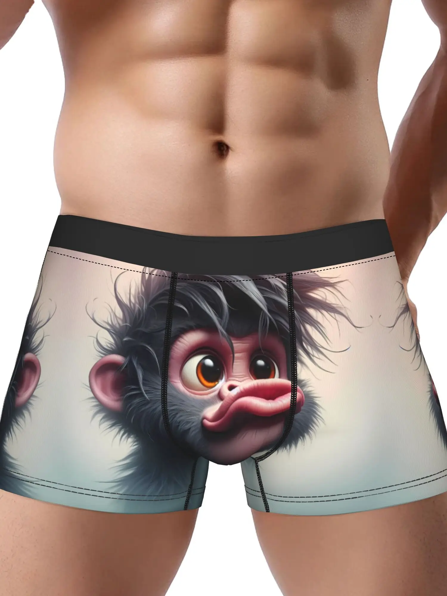 

Men's Funny Monster Boxer Briefs with Big Nose Stretchy Breathable Underwear Cute Monster Face Print Soft Daily Wear Boxers