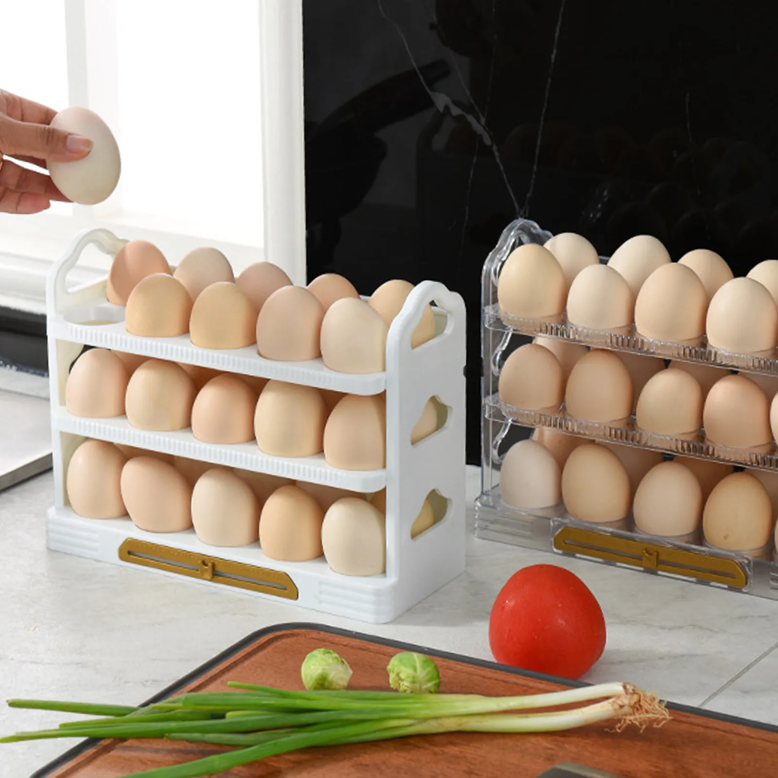 

Подставка для яиц в холодильник: устойчивое дно, высококачественный материал, большая вместимость, углубленные лотки, защита от столкновений, для дома