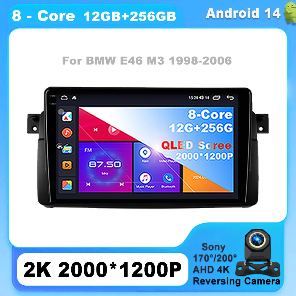 

Android 14 For BMW E46 M3 1998-2006 Carplay Auto radio Stereo Head unit Multimedia Player 8 CORE IPS LED Navigation 5G GPS