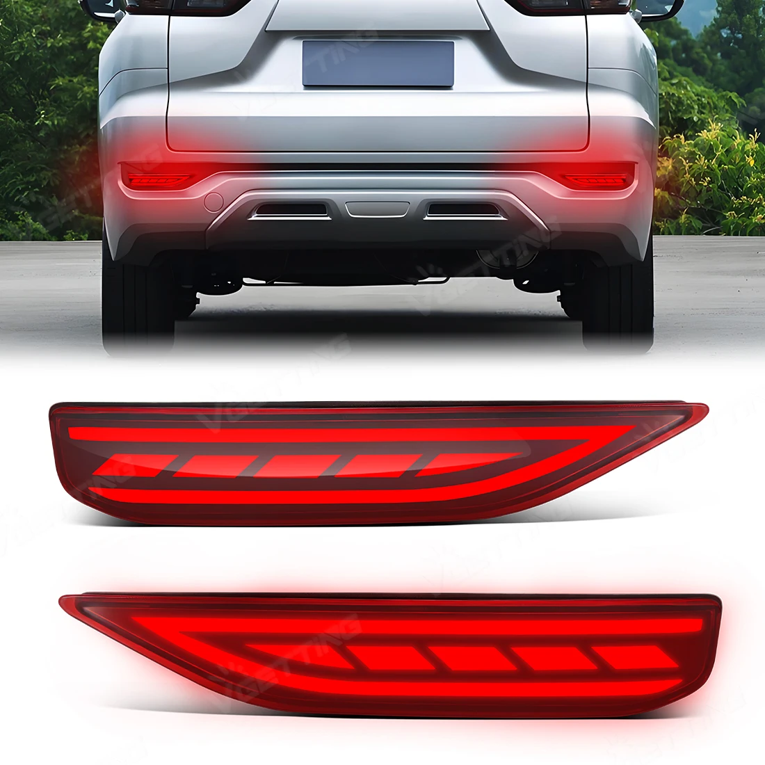 For Mitsubishi X Pander 2017 2018 2019 LED Rear Bumper Reflector Lights Dynamic Turn Signal Rear Tail Brake Running Lamps 12V