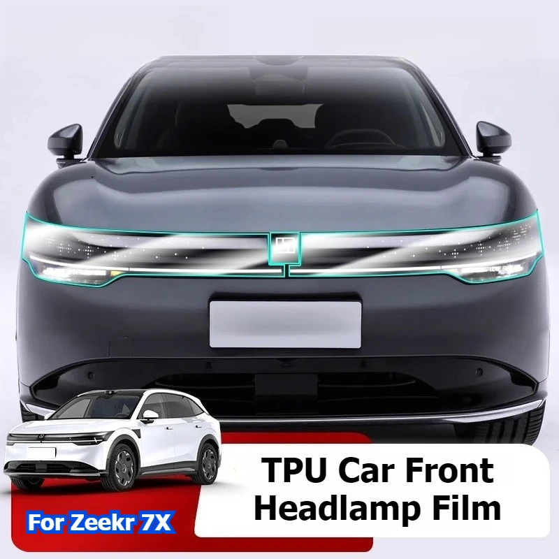 

Для ZEEKR 7X 2025 автомобильная передняя фара из ТПУ, прозрачные черные пленки, защитные аксессуары, полоса для фар, автомобильные наклейки, внешние