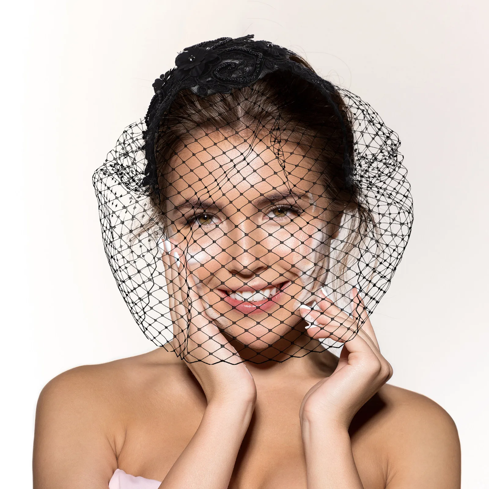 

Винтажная сетчатая повязка на голову с вуалью, элегантная свадебная фата, аксессуар для волос для женщин, свадебные украшения для волос