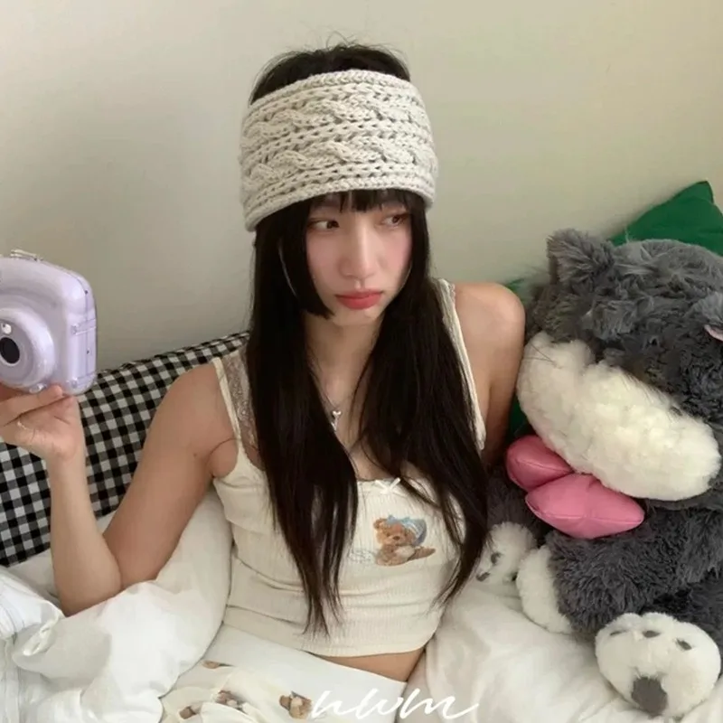 Y2K القوس محبوك عقال سدادات حماية الأذن سميكة يندبروف Headwarp الشتاء الخريف إكسسوارات الشعر في الهواء الطلق النساء Hairhoop الهدايا #5