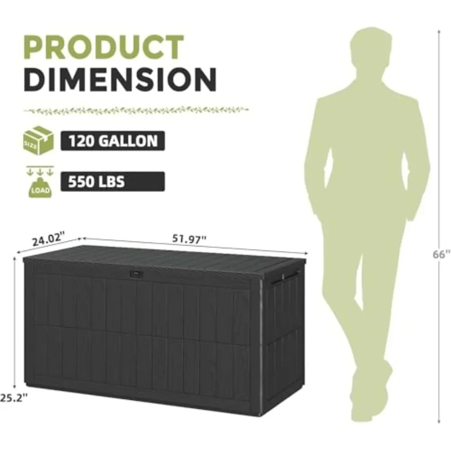 Lockable Deck Box Outdoor Storage Box Waterproof Indoor Outdoor Storage Container for Patio Cushions Garden Tools Package Deliv