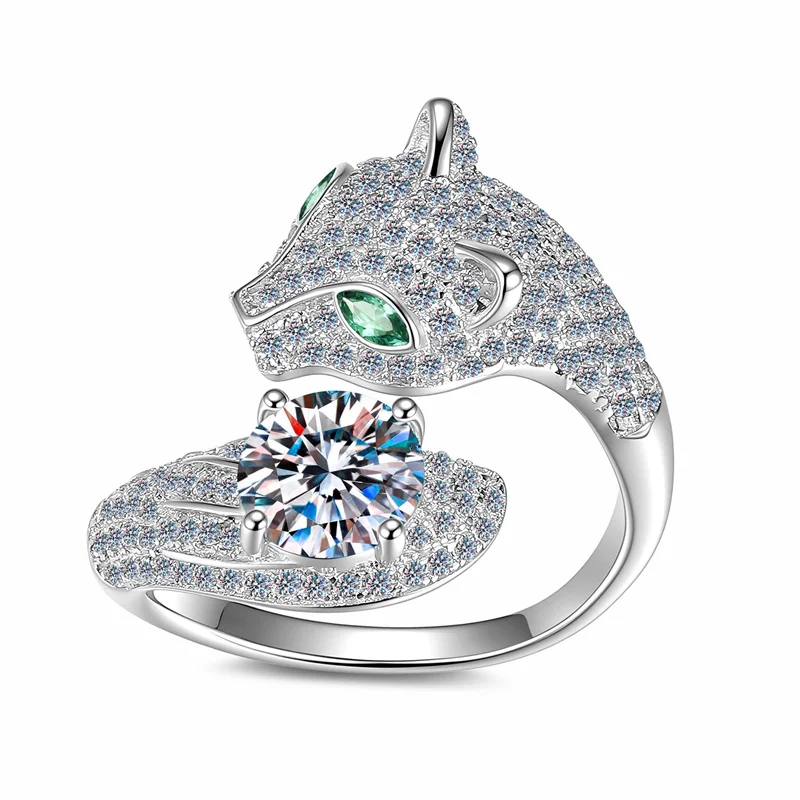 JZ0210 Lefei Fashion Trendy Luxury Color D Simple Classic Moissanite Leopard Ring Charms Women 925 Sterling Silver Party Jewelry