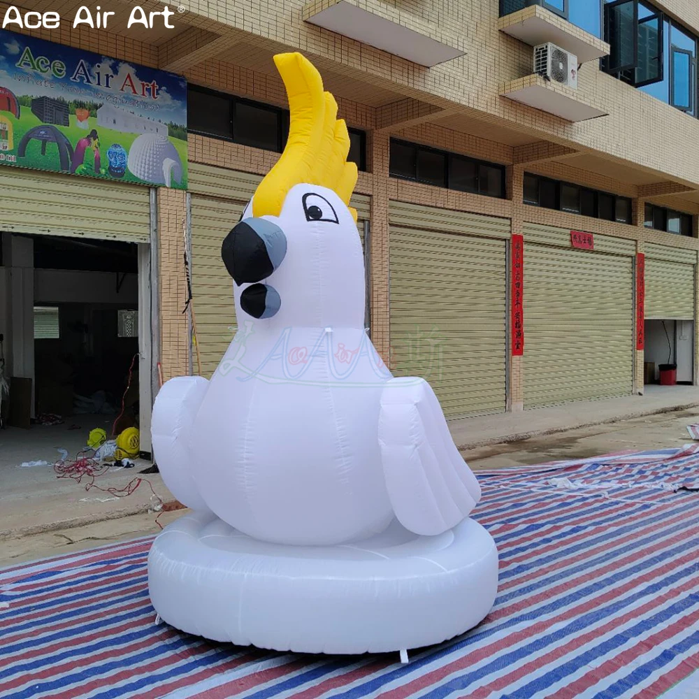 

Giant Inflatable Cockatoo Sculpture, White Parrot Model for Tropical and Zoo Themed Decoration