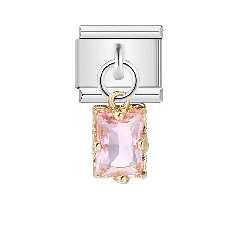 Neue vielseitige italienische Edelstahl Single DIY 9mm Kombination Charm Armband zucker farbene quadratische Serie Anhänger Armbänder – Detail 2