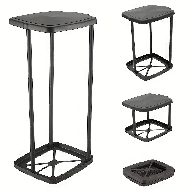 

Foldable Plastic Bin | Height-adjustable Portable Bin Liner Holder | Rectangular Battery-free Outdoor and Kitchen Bin