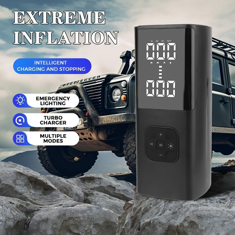 مضخة هواء للإطارات ضاغط هواء للسيارة مضخة قابلة للنفخ رقمية للدراجات النارية شاحنة بيك اب محمولة لاسلكية فائقة القوة #3