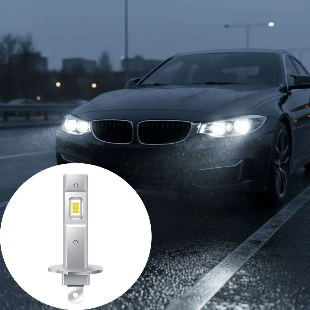Aluminum Silver LED Headlight Super Bright White Diode Fog Lamps Mini Size Wireless CANBUS Automobile Headlamp Car Headlight