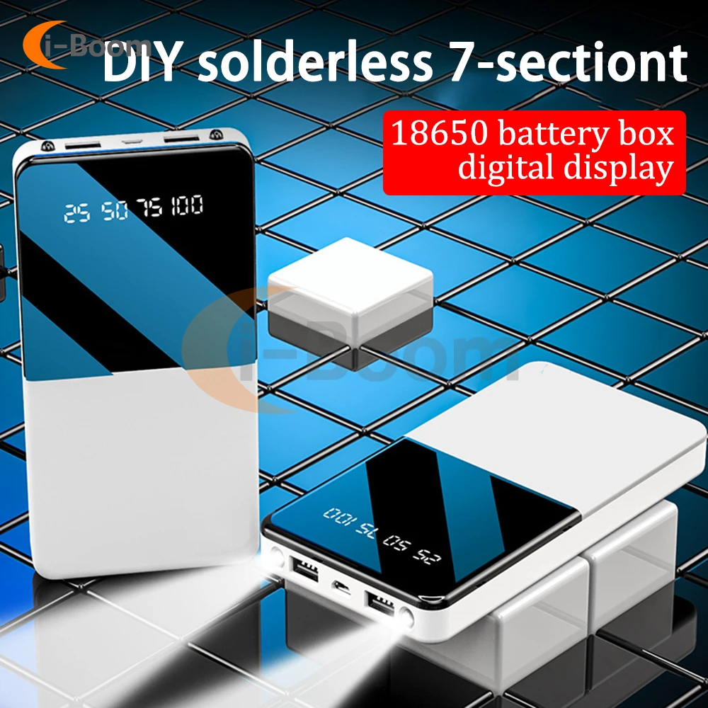 Battery Fast Charging Case DIY Mobile Power Battery Case No Solder 7pcs 18650 Battery Case Charge Display