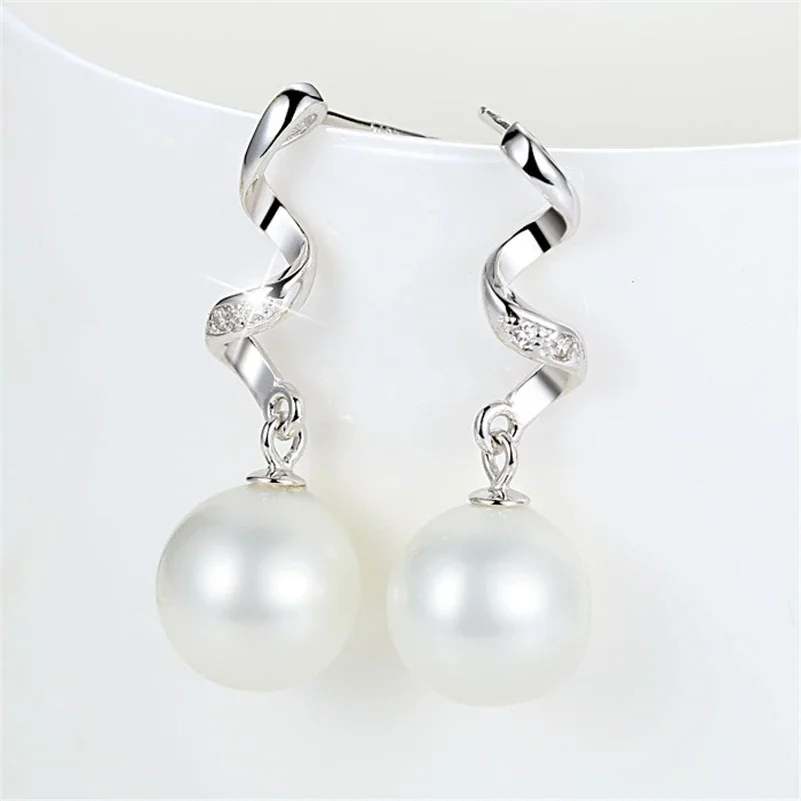 Natural Pearl S925 Silver Drop Earrings for Women Round Wedding Anillos De Drop Garnet Earring Jewelry Orecchini Pearl Earrings