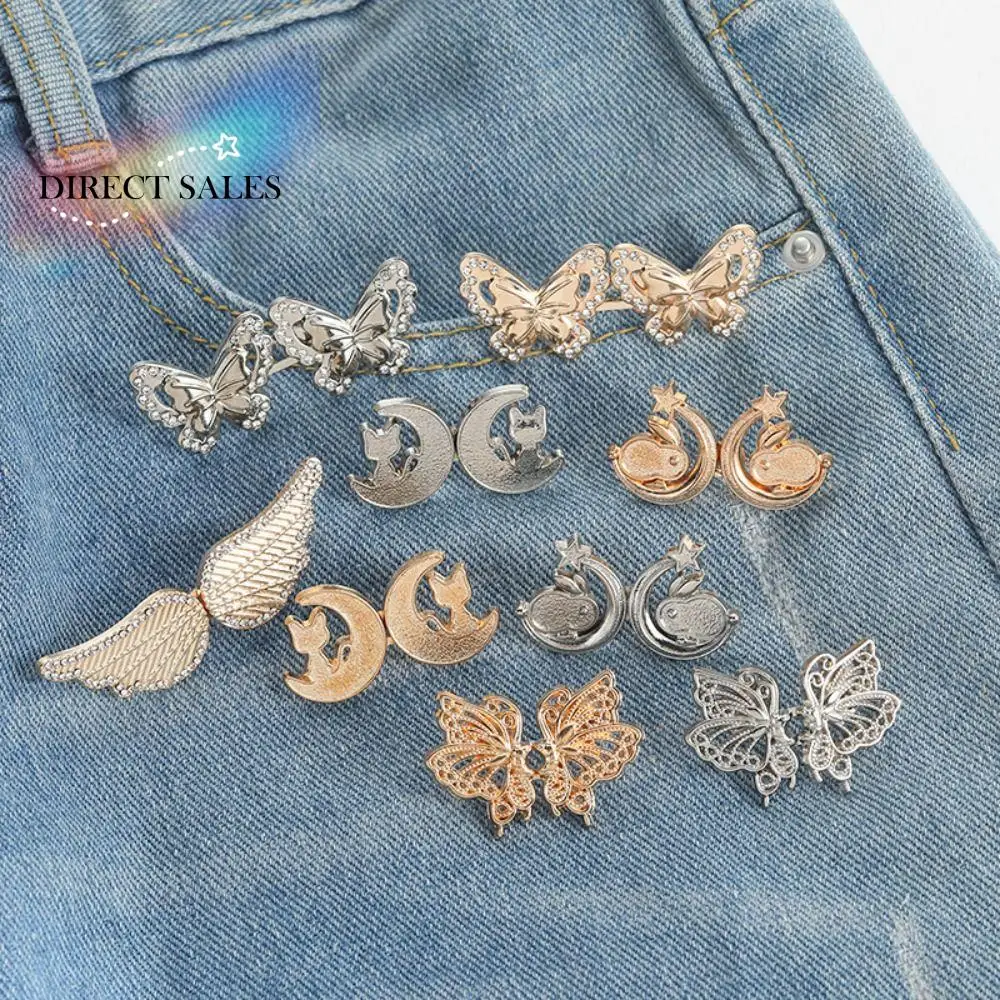 

Exquisite Nail-free Butterfly Button Adjuster Invisible Rabbit Waist Buckle Cat Wing Pants Tightener Unisex