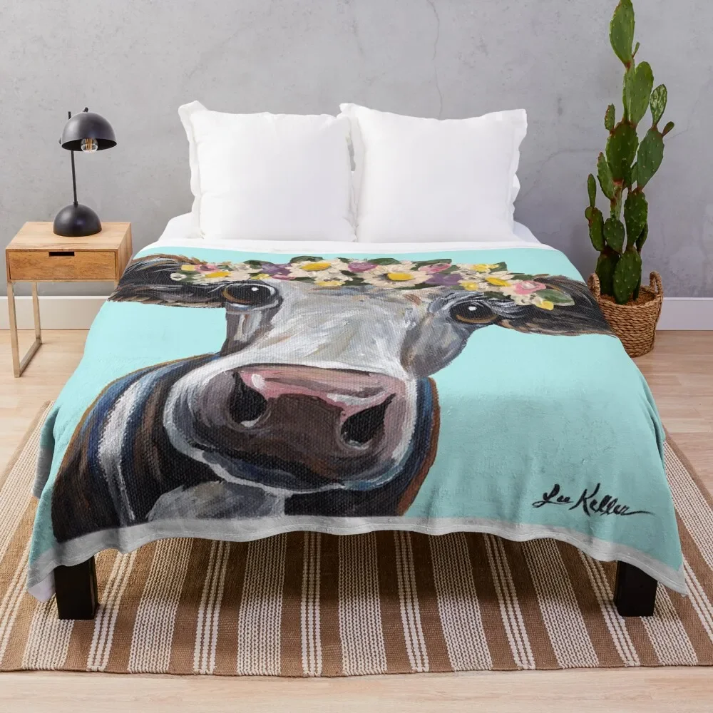 

Cow Art, Farmhouse Cow Art Throw Blanket Plaid Travel Blankets