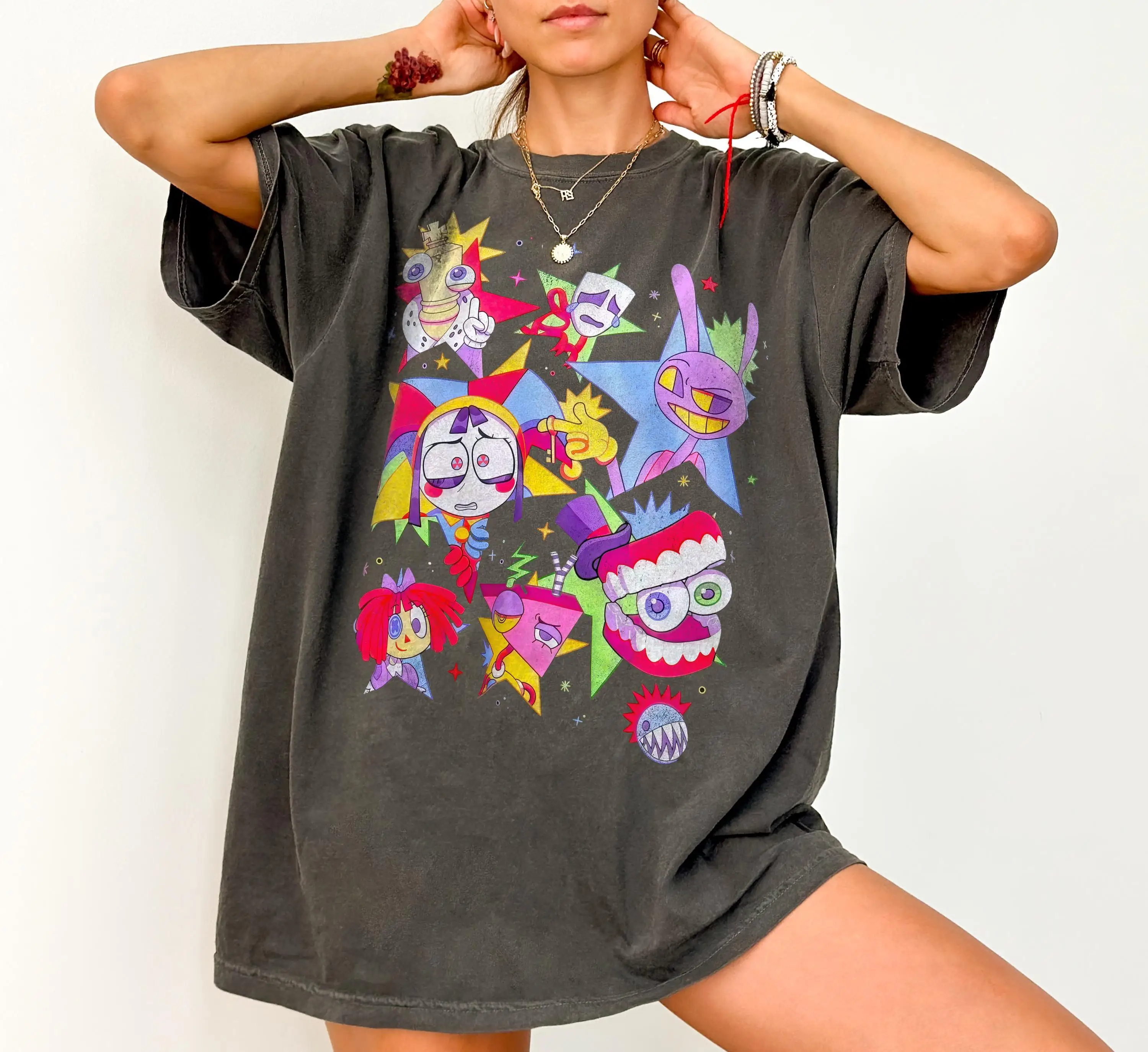 Zirkus-Shirt, Tadc-Shirt, Pomni-T-Shirt, Jax-T-Shirt, T-Shirt mit grafischem Aufdruck, kurzärmelig, Damen-T-Shirts, für Damen und Herren, für alle Jahreszeiten. – Detail 6