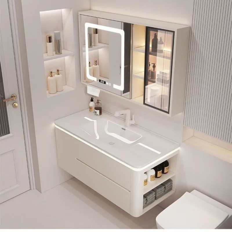 Toilet Side Cabinet Solid Wood Toilet Bathroom Ceramic Integrated Basin Washbasin Integrated Basin