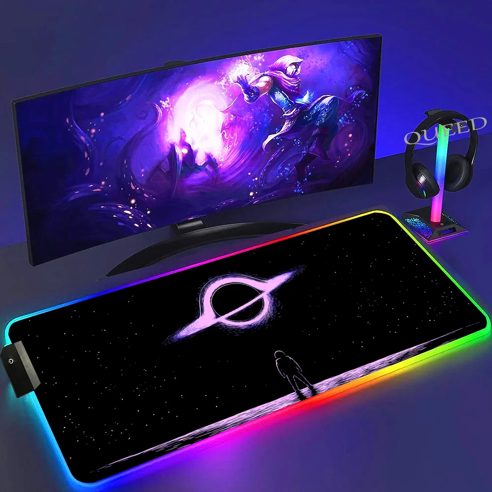 AstronsomLarge-Tapis de souris RGB Gaming, avec LED, pour clavier, média 90x40cm