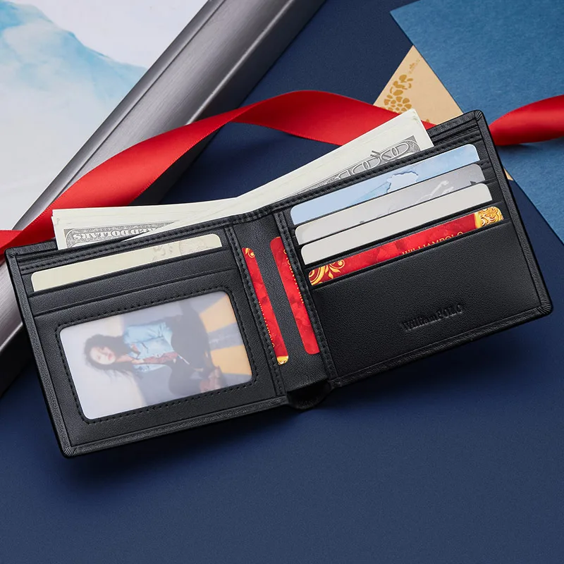 Leather men's wallet, fashionable Chinese style card holder, personalized card bag